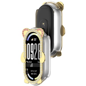 Accessoires pour montre connectée : Coque de protection rigide en PC ajouré avec motif petit ours et diamants pour <span class=keywords><strong>Xiaomi</strong></span> Mi Band 10 9 8 - Product Image 2