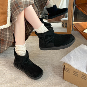 LYKU 2025 Nuevas Botas de Nieve para Mujer, Otoño/Invierno, Impermeables, Cálidas, de Cuero Sintético, con Cordones, a Media Pantorrilla, con Forro de Algodón Grueso y Diseño de Parches - Product Image 4