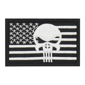 American Sniper Punisher Skull Flag Border Bordir Applique Patch untuk Tas Pakaian