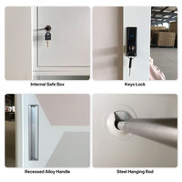 Lemari Pakaian Baja Modern 2 Pintu Geser Custom dengan Cetakan, Kabinet Logam dengan Cermin, Furnitur Penyimpanan Pakaian Kamar Tidur