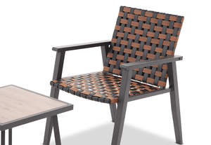 AJUNION 3 pezzi Set di mobili <span class=keywords><strong>da</strong></span> giardino in Rattan tessuto poltrona struttura in metallo <span class=keywords><strong>da</strong></span> esterno <span class=keywords><strong>balcone</strong></span> mobili con <span class=keywords><strong>tavolino</strong></span> - Product Image 2