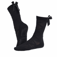 Chaussettes de Pilates Premium Antidérapantes avec Nœud en Ruban, Modèle Croisé, pour Barre, Yoga, Studio, Logo Personnalisé, OEM, ODM