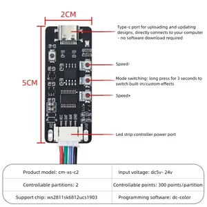Controlador de Tira LED RGB <span class=keywords><strong>a</strong></span> Todo Color Lededit <span class=keywords><strong>CM</strong></span>-XS-c2 512 Píxeles WS2812B con Puerto Serial 485, Disparador de 2 Canales, Garantí<span class=keywords><strong>a</strong></span> de 2 <span class=keywords><strong>A</strong></span>ños - Product Image 3