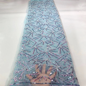 Vải Ren Nigeria Thanh Lịch Và Thời Trang Vải Tuyn Thêu Lưới Đính Kim Sa Pha Lê Vải Váy Cưới - Product Image 2