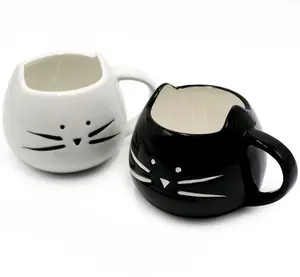可爱的猫咪马克杯陶瓷咖啡杯套装女性女孩礼物可爱可爱猫咪杯子12盎司