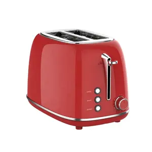 Home Appliance 2 Slice Sandwich Toaster Retro Stainless Steel Bagel Toaster with 6 Bread Shade