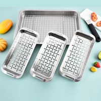 Panier de cuisson 3-en-1 en acier inoxydable pour poisson et légumes, facile à nettoyer, portable pour barbecue et service alimentaire