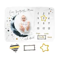 Manta de franela con estampado digital para bebé, manta con accesorios, supersuave, mensual, para fotografía de bebé