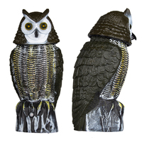 NBBX Capteur PIR en forme de hibou à énergie solaire en plastique de haute qualité Répulsif d'animaux pour oiseaux, chiens et chats pour la cour, le jardin et la pelouse.