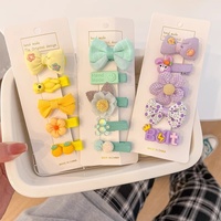 Barrettes pour enfants style floral fait main, série de couleurs adorables, entièrement recouvertes de tissu, non-dommageables, pour cheveux mignons