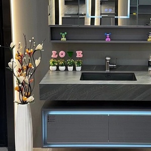 <span class=keywords><strong>Meuble</strong></span>-lavabo mural en bois massif pour salle de bain, double vasque, avec lavabos intégrés, prix abordable - Product Image 2