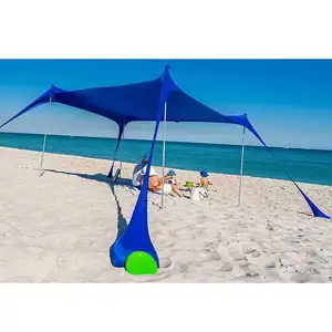 Оптовая продажа, семейный пляжный легкий тент от солнца UPF50 + УФ солнцезащитный тент с анкерами для мешков с песком