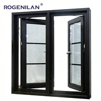 Ventana Abatible de Aluminio con Doble Acristalamiento y Rejillas, Estilo Americano, Insonorizada, Marca Rogenilan, en Venta