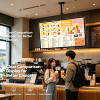 Grand écran d'affichage numérique suspendu, écran LCD commercial pour les prix des restaurants et l'affichage publicitaire commercial