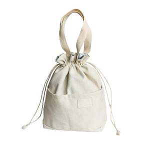 Reusable Small Canvas <b>Lunch</b> <b>Bag</b> Drawstring Cooler <b>Bag</b> Insulated Handbag <b>Tote</b> <b>Bag</b> with Handle - Product Image 3