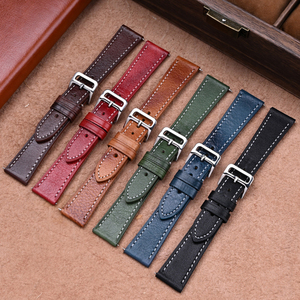 Correa de reloj de cuero vintage curtido al aceite para <span class=keywords><strong>Oris</strong></span> 20mm 22mm, suave, de liberación rápida - Product Image 1
