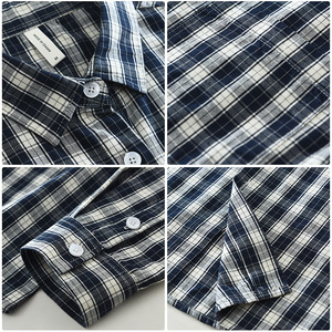 Chemise à <span class=keywords><strong>carreaux</strong></span> décontractée pour <span class=keywords><strong>homme</strong></span>, manches longues, respirante, en pur coton, idéale pour le quotidien, le bureau, les sorties du week-end - Product Image 3