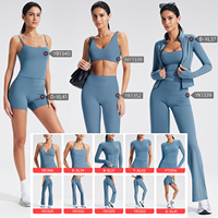 Setelan pakaian olahraga katun lengan panjang wanita, setelan olahraga legging kebugaran Gym ramping pas badan cepat kering