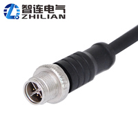 Connecteur ZLconnector IP67 étanche M12 à verrouillage par vis, contact en laiton, boîtier en PVC/TPU, câble moulé mâle, connecteur femelle à montage sur panneau Dcode