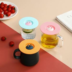 Tapa de Silicona para Tazas, Diseño de Orejas de Gato, Reutilizable, Antipolvo, Antiderrames, Redonda, para Tazas de Café y Té - Product Image 2