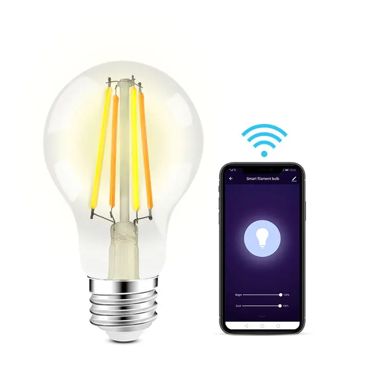 Amazon Hot Selling Smart Control Changing 7w Lamp E27 Multicolor Edison Bulb Wifi Led Filament Bulb
