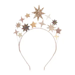 New Year's Holiday Hair Band Festival And Birthday Party Supplies For Birthday Party Glitter 3 Layered Stars Headband