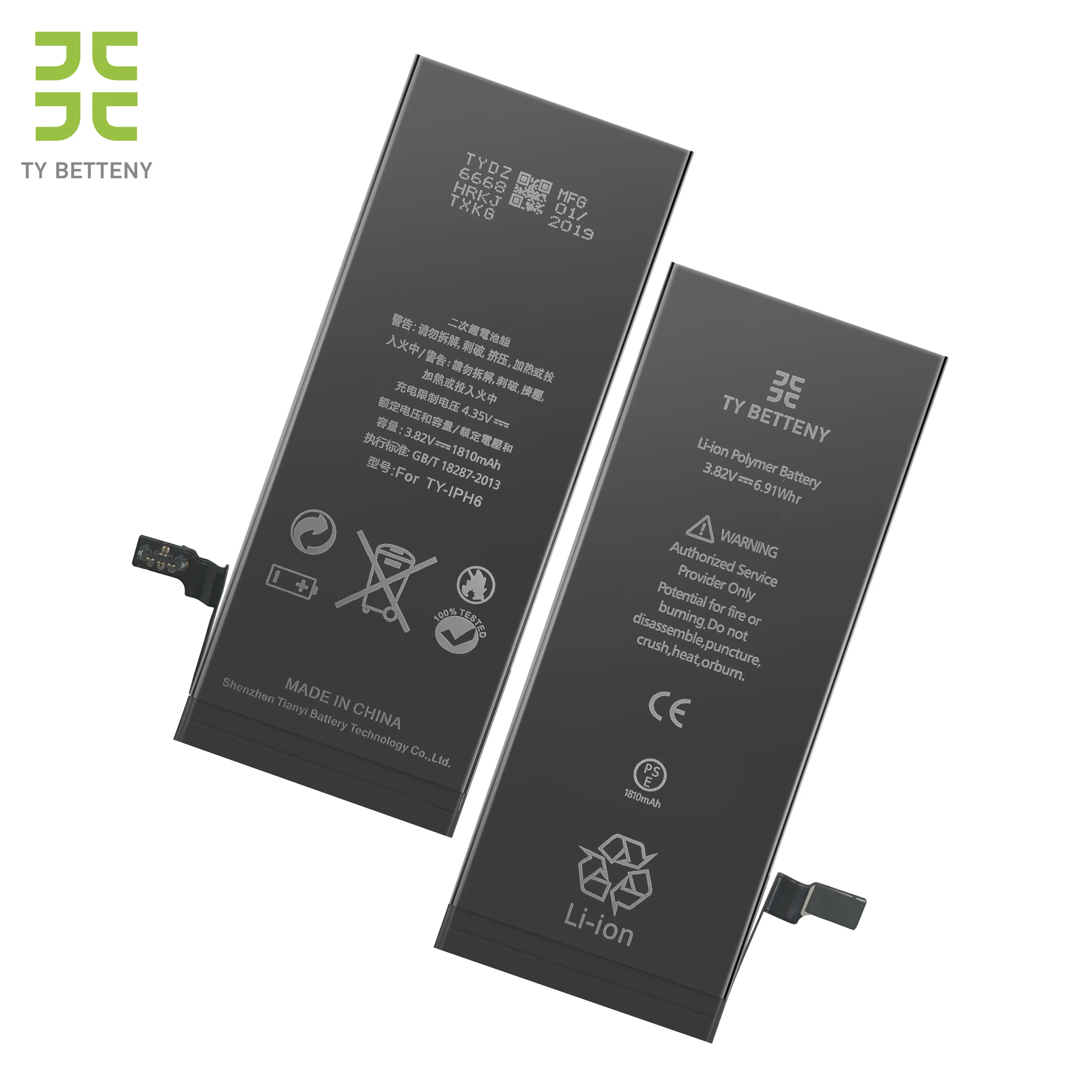 100% full Capacity gb t18287 2013 phone battery for iphone battery 5 5s se 6 6plus 6s 6sp 7g 7p 8g 8p x