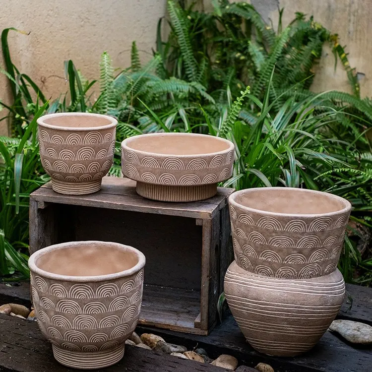 Pot tanaman taman, pot bunga dekorasi balkon rumah semen kustom dalam ruangan luar ruangan