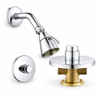 Ensemble de robinetterie de douche à bouton-poussoir temporisé, auto-fermant, encastré, en laiton chromé G1/2, pour eau froide, pour salle de sport extérieure et hammam