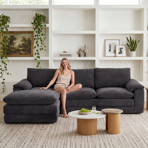 Divano Componibile a L con Pouf Mobile, Seduta Profonda in Ciniglia, Cuscini Morbidi, Design Moderno per Soggiorno - Product Image 2