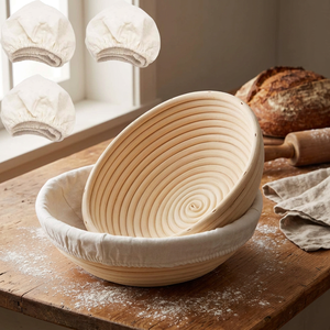 Kit d'outils de boulangerie et de pâtisserie écologique 1 pièce : Paniers de fermentation artisanale en rotin pour levain avec doublure, pour la levée du levain - Product Image 2
