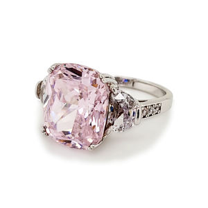 أعلى مستوى حجر كريم زركون لامعة خاتم cz في الفضة ماس وردي مجوهرات - Product Image 4