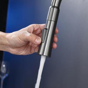 Кухонный смеситель Watermark Black с поворотом на 360°, многофункциональный, с одной ручкой, для горячей и холодной воды, латунный, с выдвижным распылителем, экономия воды 30%, LED-подсветка - Product Image 2