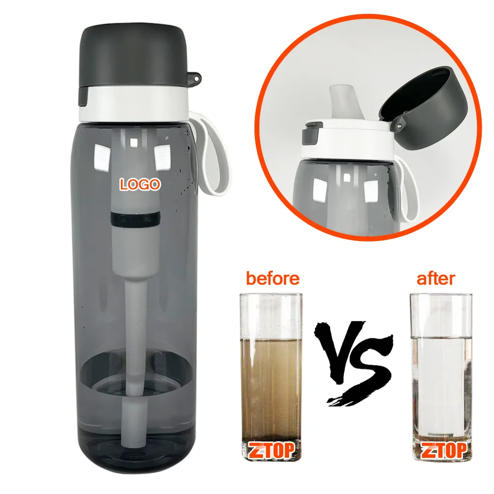Nouvelle bouteille d'eau potable directe Tritan en plastique Portable de chasse en plein air avec filtre