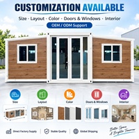 Maisons conteneurs préfabriquées modernes à double aile extensible et pliable, entièrement meublées, construction rapide, 20, 30 et 40 pieds