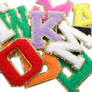 Wholesale Custom Alphabet Iron on Patch Set Glitter Letter Patch for Clothes Accessories Designer Towel - Product Image 4