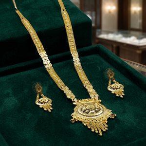 Venta al por mayor 14K 18K 24K Micro Gold Filled formando collares largos, conjunto de joyería de moda, conjunto de joyería de diseño floral chapado en oro de latón - Product Image 1