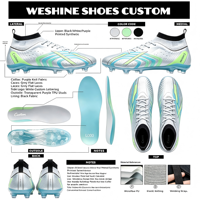 Chaussures de football montantes pour hommes, crampons pour terrain ferme, logo personnalisé, faible MOQ pour la personnalisation, chaussures de compétition en extérieur