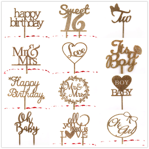 Suministros para fiestas Espejo dorado Acrílico Cake Topper Feliz <span class=keywords><strong>cumpleaños</strong></span> Wedding Cake Decorators Herramientas <span class=keywords><strong>de</strong></span> decoración favoritas <span class=keywords><strong>de</strong></span> diferentes edades - Product Image 4