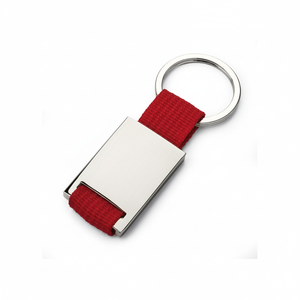 Porte-clés en acier inoxydable avec sangle en nylon rouge et anneau métallique, accessoire pour clés - Product Image 2
