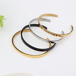 4MM מותאם אישית אישית פלדת להיות השינוי חקוק קאף צמיד צמיד - Product Image 2