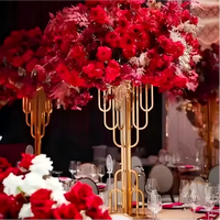 Decoración Moderna y Elegante para Fiestas de Boda, Soporte de Flores de Hierro Dorado de 35 Pulgadas de Alto para Centros de Mesa de Boda