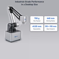Bras robotique collaboratif de bureau Dobot MG400 à 4 axes, charge utile de 500 g, portée de 440 mm, précision de ±0,05 mm pour l'assemblage et le placement