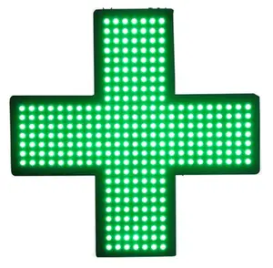 19*19 ''haute luminosité brillant intérieur acrylique LED pharmacie croix fabricant personnalisé led pharmacie vert croix signe