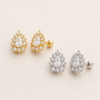 Boucles d'oreilles minimalistes en argent sterling 925 vermeil avec zircon en forme de goutte d'eau pour femmes, bijoux fins