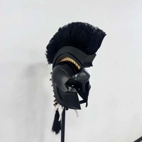 Casque Spartan Agamemnon, Produit fini, Produit inachevé, Rôle de roi, Accessoires de jeu de rôle noirs pour Halloween