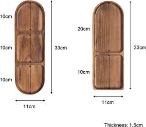 Plateaux de service polyvalents en bois d'acacia, lot de 2 plateaux ovales en bois, plateau décoratif, parfait pour les desserts, les fromages, les fruits, le thé, le café - Product Image 2