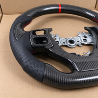 Volant personnalisé en fibre de carbone avec cuir perforé, surpiqûres rouges et marqueur supérieur rouge pour Lexus RX NX GX IS ES GS LS LX