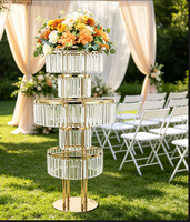 Support à fleurs moderne en acrylique de luxe à 5 niveaux, 110 cm de haut, pour mariage, fête, événement, décoration sur pied
