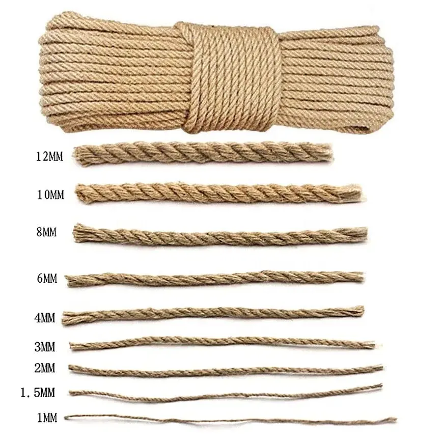 Bulk Jute Rope for Packaging Decorations or Crafts to 12MM Rope CN;FUJ Thick Strongest Natural Wholesale More Sizes 1MM Round